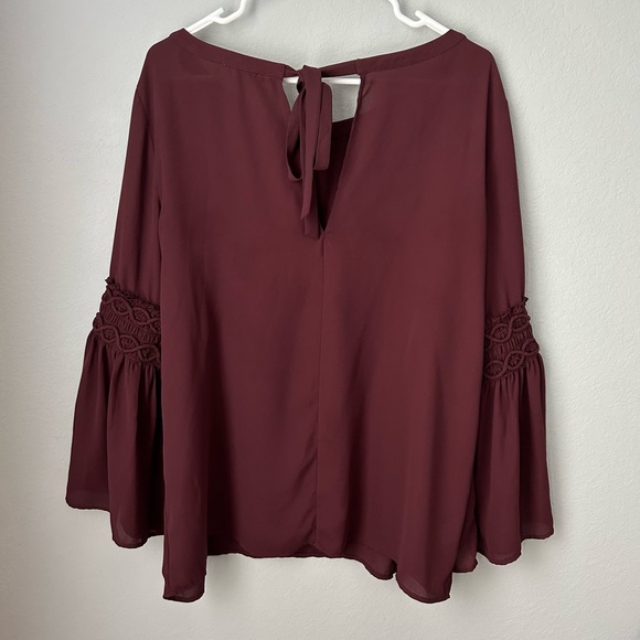 Loft Outlet Burgundy Flowy Sleeved Blouse - Picture 3 of 6